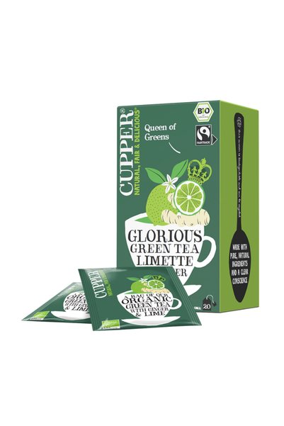 cupper Ceai Verde Glorios, cu Lime și Ghimbir, Organic, 20 Pliculețe