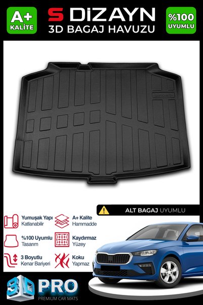 S Dizayn S-Dizayn Skoda Scala ile Uyumlu 3D Pro Bagaj Havuzu Alt Bagaj 2019 Ü...