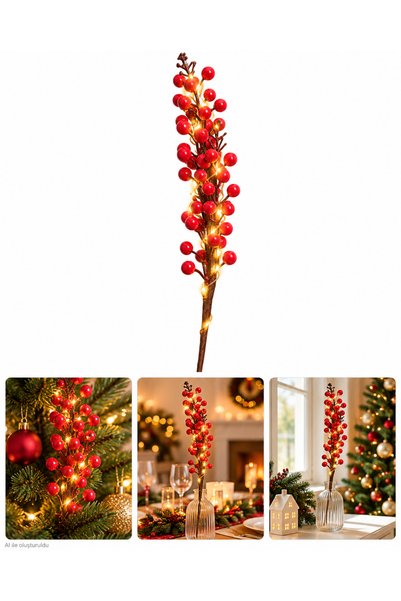 Yenigeldi Led Fairy Daylight + 1 Large Size Handmade Uğur Kokina Red Berry Ch...