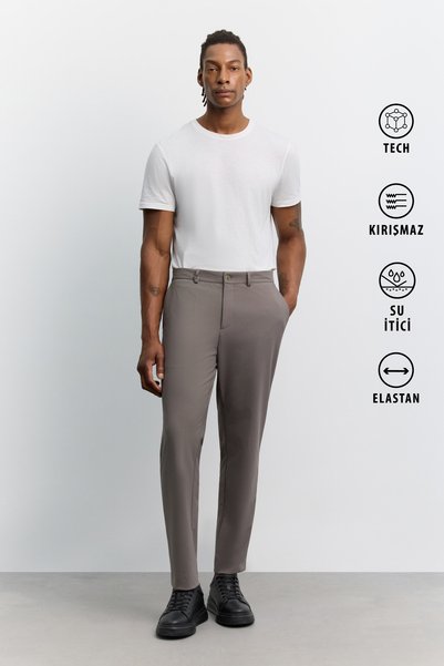 Avva Men's Mink Classic Waist Wrinkle-Free Technical Fabric Relaxed Fit Trous...