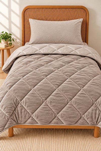 meressa home طقم نوم ويلسوفت فردي، طقم زينة ناعم من القطيفة (مقاس 155×215 سم)