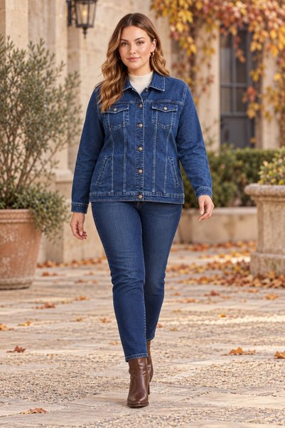 RMG Jachetă Kim Blue Denim de mărime mare