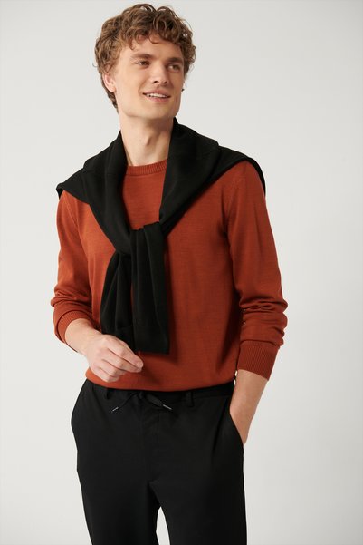 Avva Fliese-Strickpullover mit Rundhalsausschnitt für Herren E 005000