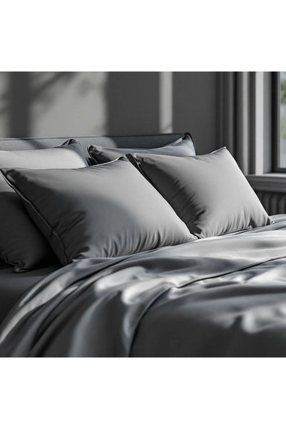 Qua Home Odin 300 TC Pamuk Saten Yastık Kılıfı Antrasit