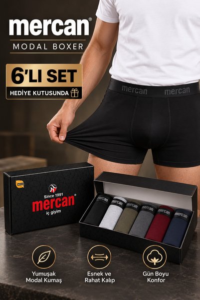 Genel Markalar Erkek Modal Boxer Kutuda 6'lı Set - Ultra Esnek