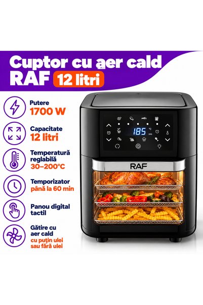 RAF Friteuza cu aer cald 12L RAF, funcție de rotisor, 1700W, 5 accesorii
