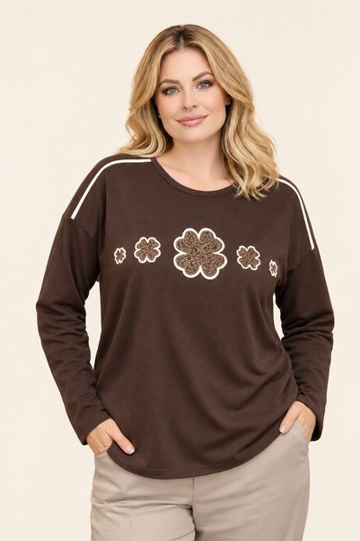 TUSSE Women's Elegant Clover Stone Worked Lucky V Viscose Plus Size Blouse