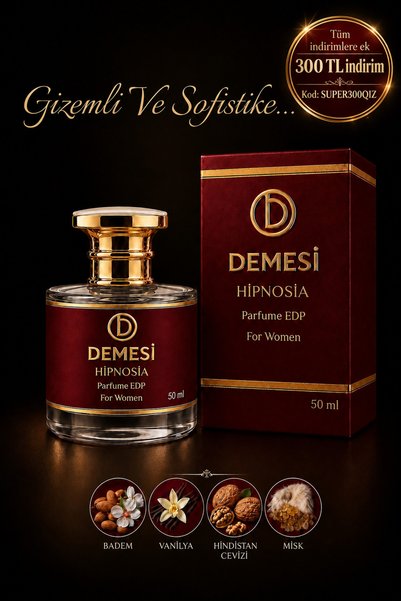 DEMESİ HİPNOSİA EDP Kadın Parfüm 50 ml Kalıcı Vanilya-Amber-Misk Oryantal Koku