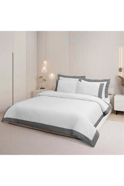 Qua Home Loren 300 Tc Pamuk Saten Aksesuarlı Çift Kişilik Nevresim Takımı Bey...