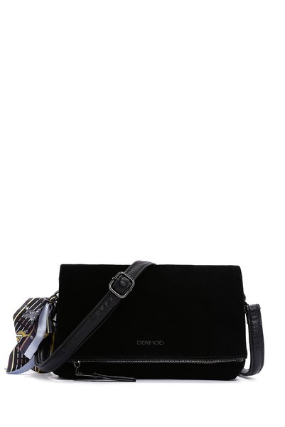 Derimod Women's Black Suede Crossbody Bag Wb100006Ks