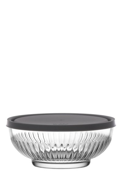 LAV Tokyo Cam Saklama Kabı Tekli Orta Boy 600 ml Yuvarlak Gri Plastik Kapaklı...