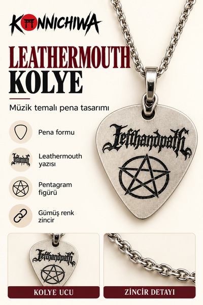FG KONNİCHİWA Pentagram Mezarkabul Gitar Penası Kolye – Gotik Rock Metal Koly...