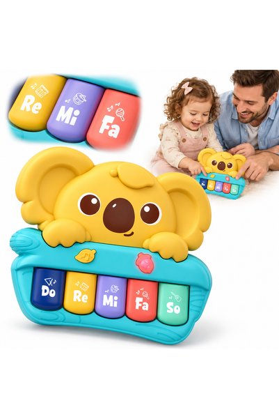 ANGMAD Jucarie interactiva pt bebelusi, pian Koala, 5 clape cu sunete, 14x12c...