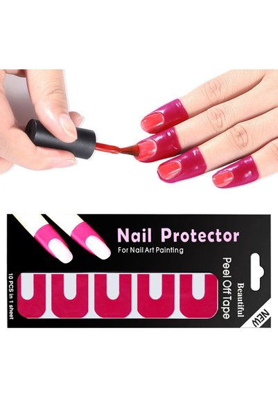 Choice Red 10 pcs U-shape Finger Cover Sticker Spill-proof Tape Nail Protecto...