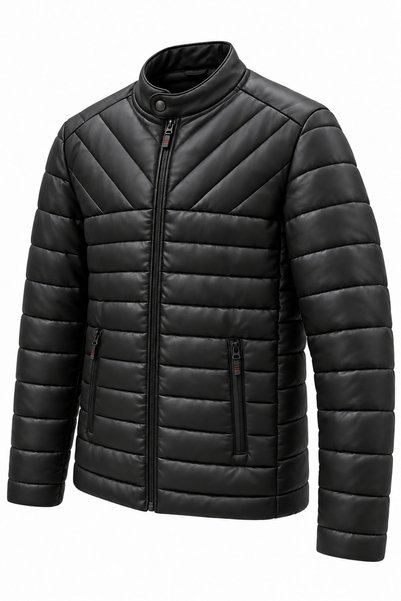 Plus Scorpion Jachetă bărbătească neagră din piele ecologică – slim fit (S–2XL)