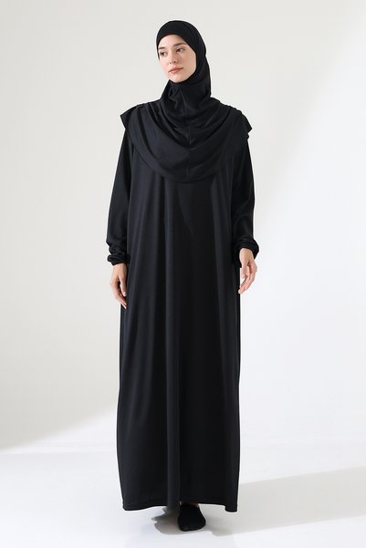 Berel Moda Prayer Dress with Shawl Black One Piece Combined with Shawl Knitte...