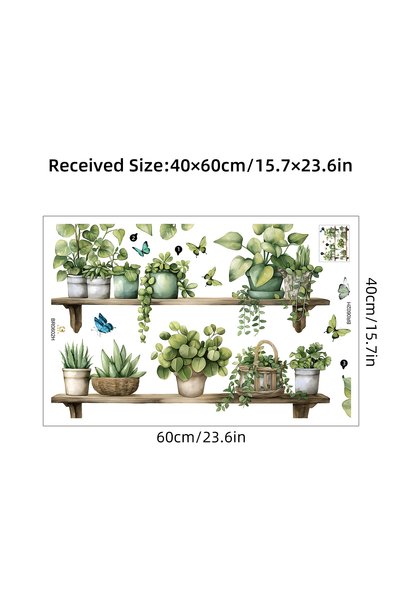 Choice MULTI Watercolor Potted Plant Butterflies Wall Stickers for Living Roo...