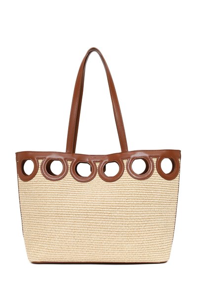 Derimod Women's Beige Straw Shoulder Bag 26Pbd2758M7