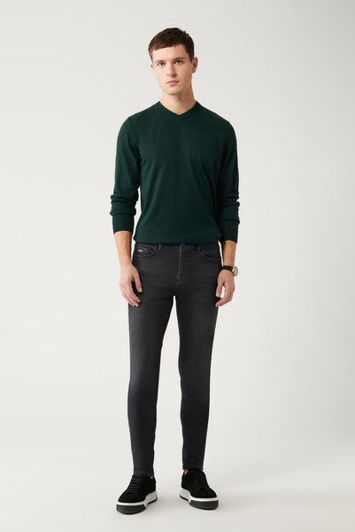 Avva Schwarze, gewaschene, flexible Rio-Jeanshose für Herren, A32y3511