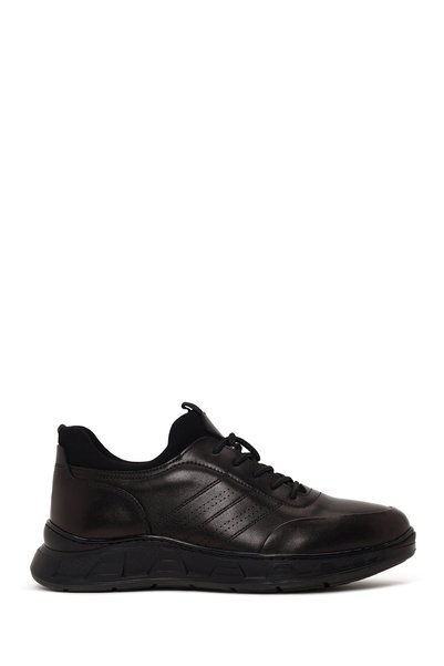 Derimod Fly Men's Black Lace-Up Thick Sole Leather Casual Sneaker Wm720014Dv