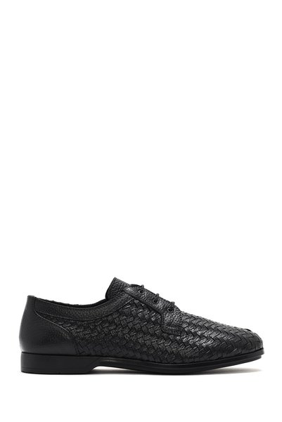 Derimod Men's Black Braided Laced Leather Casual Shoes 25Sfd 740829