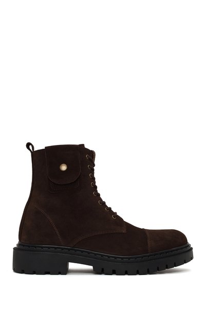 Derimod Men's Brown Zippered Thick Soled Suede Leather Boots Wm650004Ds