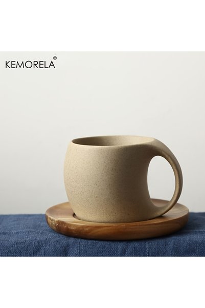 Choice 220ml 1PCS KEMORELA Ceramic Coffee Cups and Saucers Simple Water Cup 2...