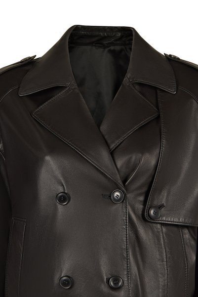 Derimod April Kadın Siyah Kısa Oversize Deri Ceket 26WGD5715U7
