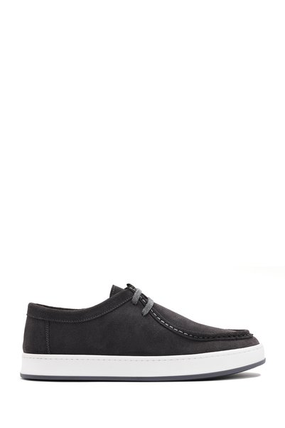 Derimod Men's Gray Lace-Up Suede Leather Casual Shoes 25Sfd 631110