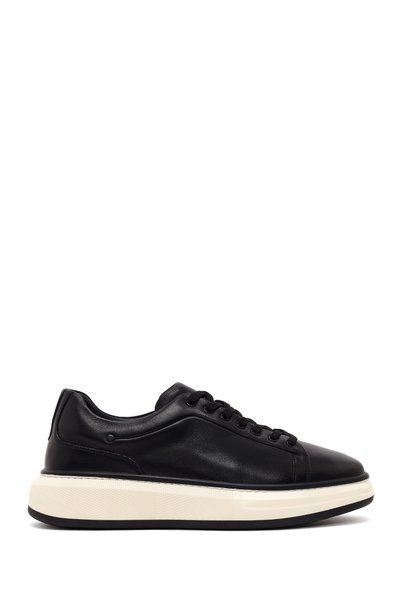Derimod Men's Black Lace-Up Thick-Soled Leather Sneaker Wm710017Dv