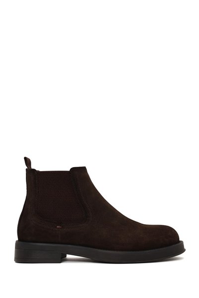 Derimod Men's Brown Suede Leather Chelsea Boots Wm680031Ds