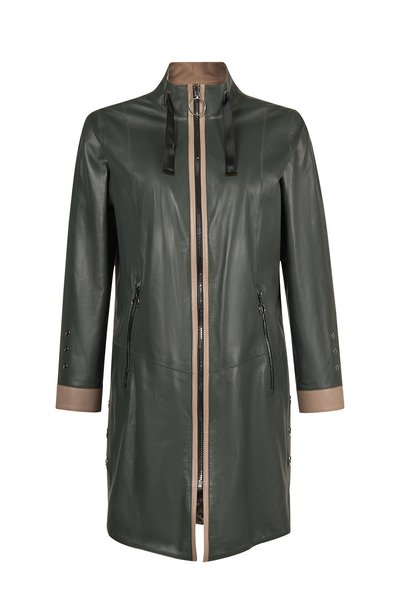 Derimod Marina Kadın Yeşil Oversize Deri Kaban 26SGD5675U4