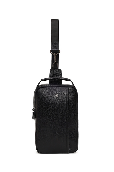 Derimod Men's Black Leather Mini Crossbody Bag 25Wbd3541Ft