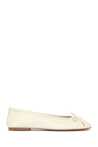 Derimod Women's White Leather Ballerinas 26Pfd552118