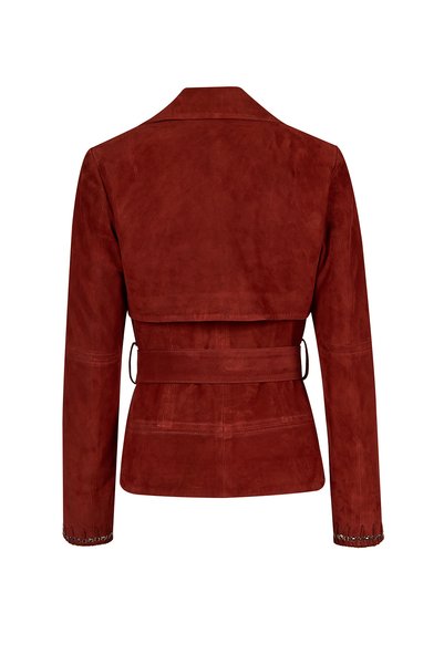 Derimod Patricia Kadın Bordo Biker Süet Deri Ceket 26SGD563810