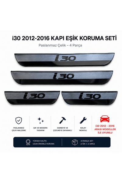A&G Tuning Hyundai i30 Krom Kapı Eşiği Tk 2012-2016 4 Kapı Paslanmaz Çelik