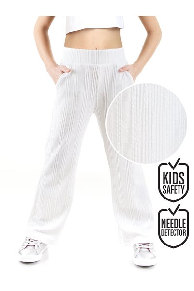 Denokids Girl's Pipe Leg Ecru Basic Sweatpants