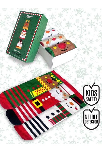 Denokids New Year's Unisex Girls Boys Children's 3-Piece Boxed Socks