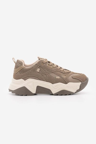 Marjin Damen-Sneaker mit dicker Sohle und Schnürung aus Wildleder, Pizen Mink