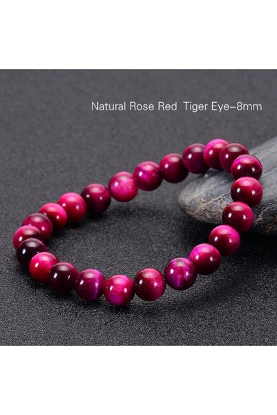 Choice 8MM 6-12mm Natural Stone Beads Bracelet Charm Pink Red Tiger Eye Stone...