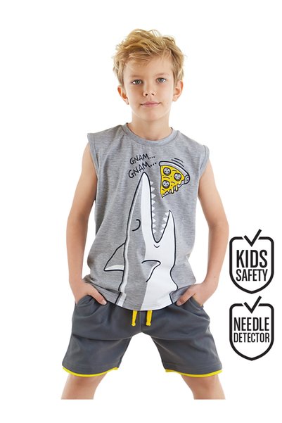 MSHB&G Pizzeria Shark Boy's Summer Sleeveless T-Shirt Shorts Set