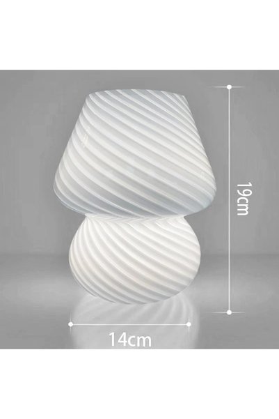 Choice مصباح طاولة زجاجي LED على شكل فطر، أبيض اللون، مزود بمقبس USB، مع خاصي...