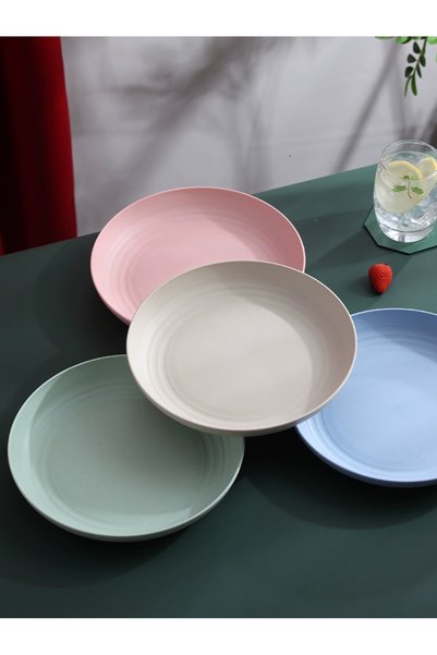 Choice 4 Pieces Small 20cm 4Pcs Lightweight Wheat Straw Plates Unbreakable Re...
