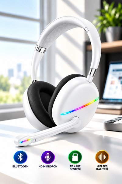 Abbruch MAX17 Kulaküstü Kablosuz Kulaklık RGB Aydınlatmalı Mikrofonlu Bluetoo...