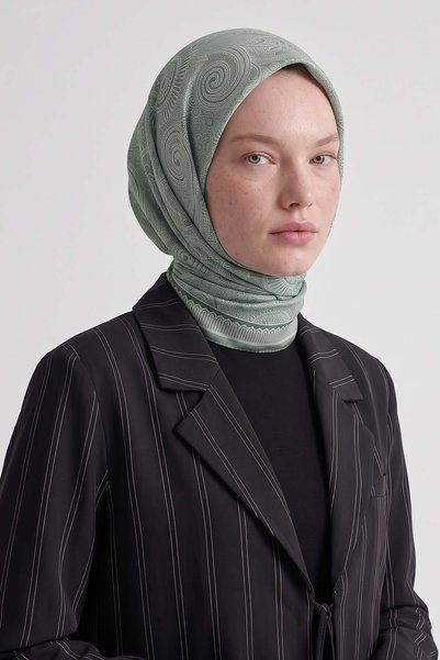 Levidor Marvella Scarf with Ethnic Patterned Design in Mint Green