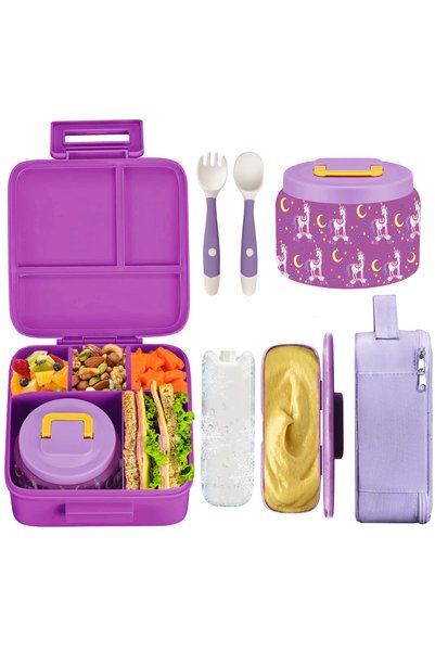 Choice Other 1 5 PURPLE Bento Lunch Box for Kids With 8oz insulated vacuum fo...
