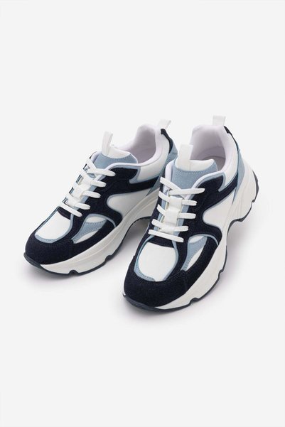 Marjin Women's Sneaker High Thick Sole Multi-Piece Lace-Up Sports Shoes Merit...