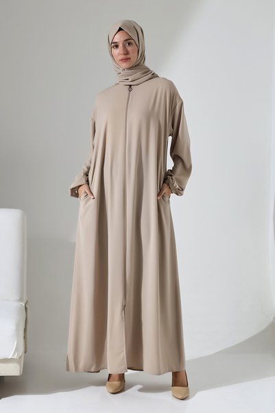 BEREL Prayer Robe with Shawl, Beige Luabe, Gift Pouch, Pockets, Elastic Cuffs