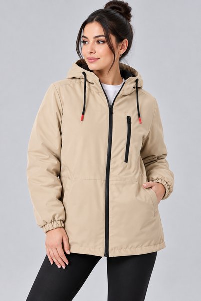 Generic Brand Women's, Stone Color, Casual, Sporty and Stylish, Hooded, Winte...