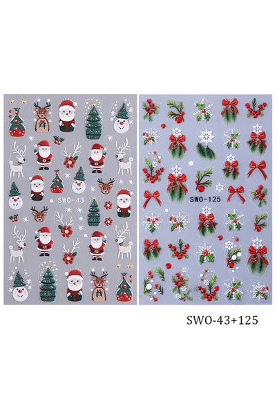 Choice SWO-43 125 2pcs Cartoon Christmas Nail Art Stickers Self-Adhesive Wint...